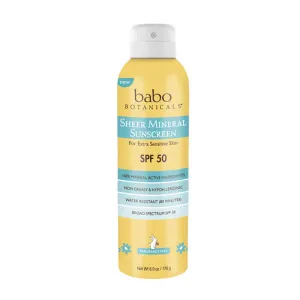 Sheer Mineral Sunscreen Spray SPF 50 6 Oz By Babo Botanicals
