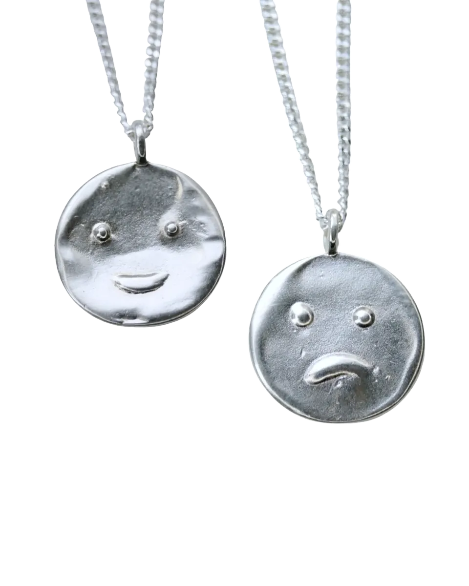 Sunday Feel Moody Double Sided Necklace (Silver)