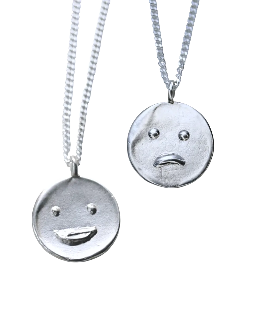 Sunday Feel Moody Double Sided Necklace (Silver)