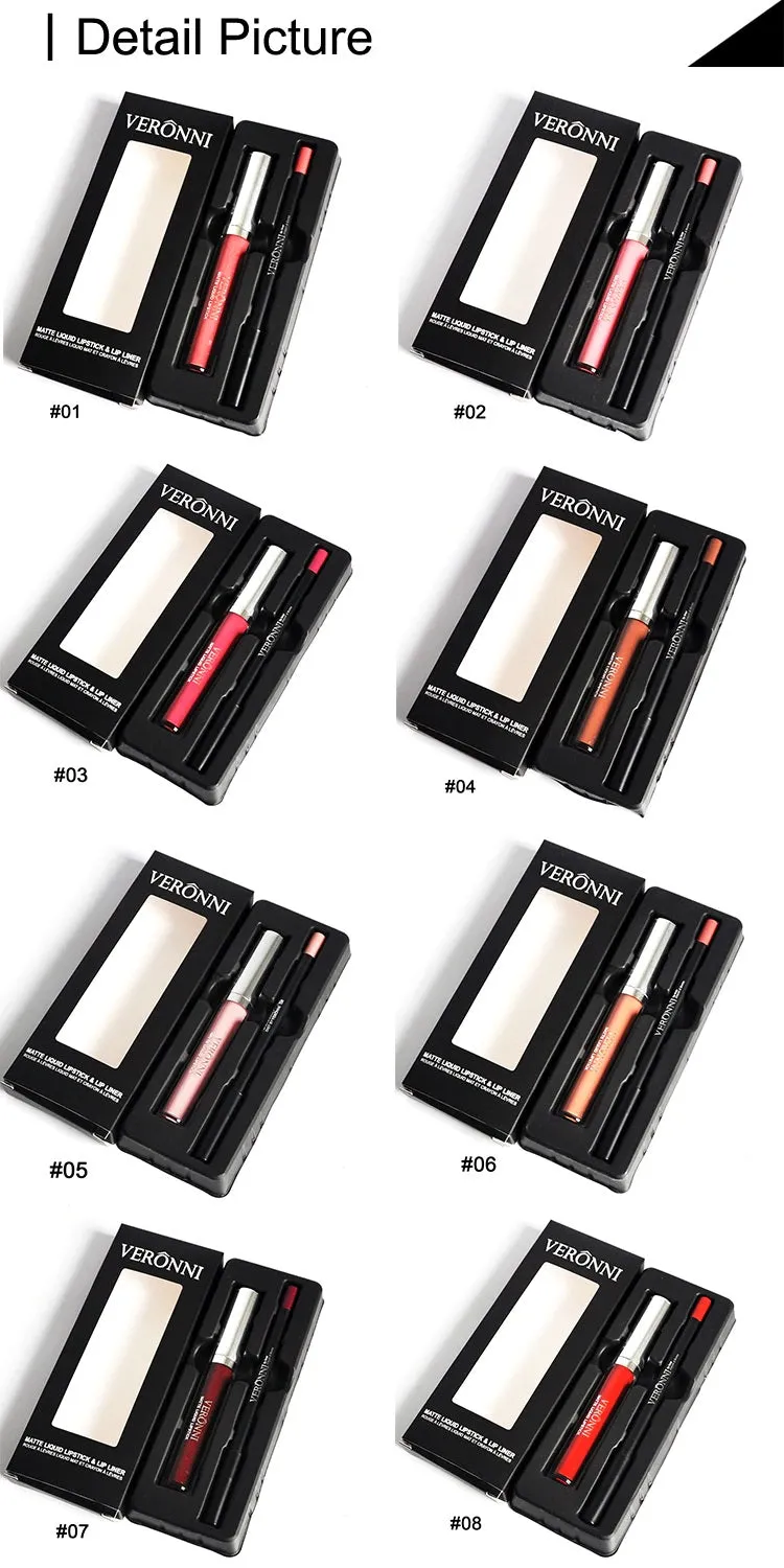 VERONNI Women Matte Liquid Lipstick & Free Lip Liner