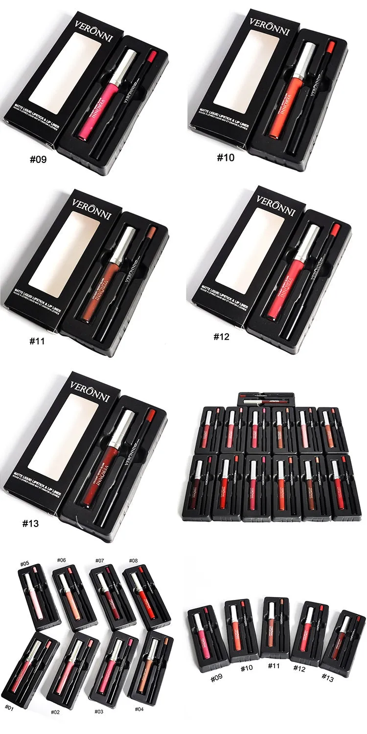 VERONNI Women Matte Liquid Lipstick & Free Lip Liner