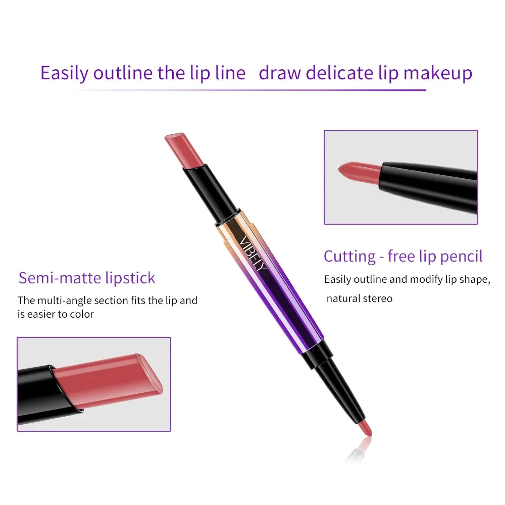 Waterproof Moisturizer Double-end Lip Liner Stick Pencil