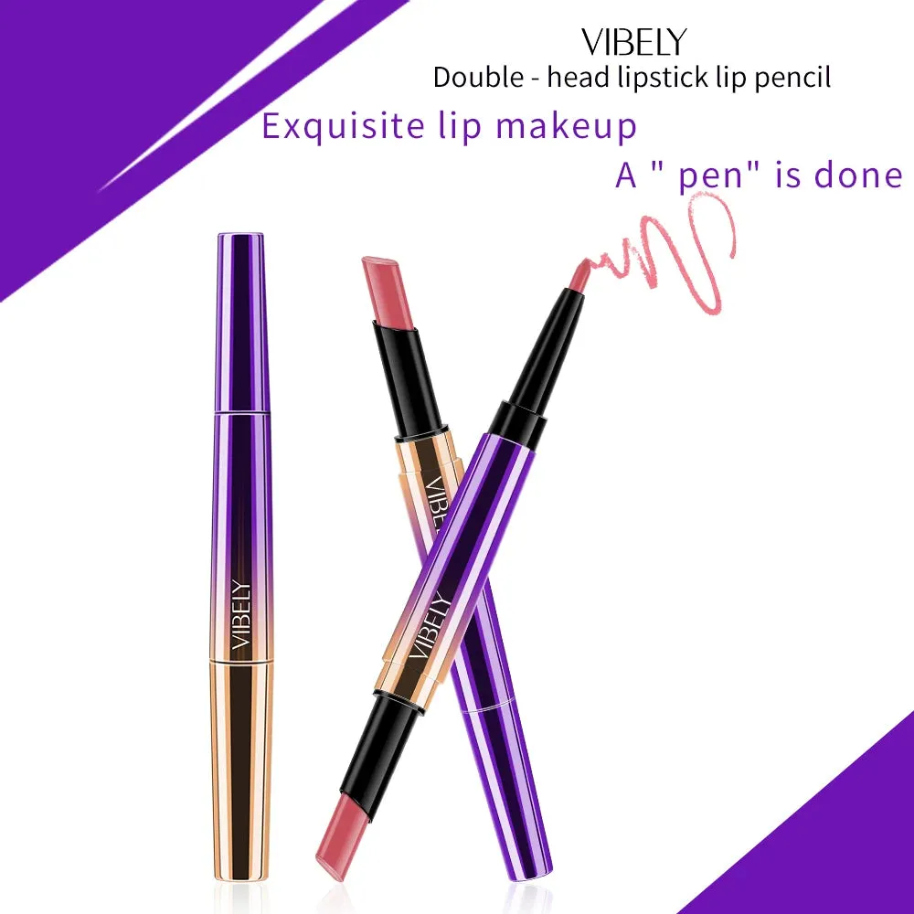 Waterproof Moisturizer Double-end Lip Liner Stick Pencil